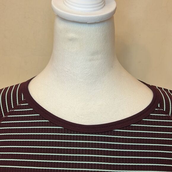 Patagonia burgundy striped long sleeve Polartec Midweight  tee Size XL EUC - Picture 3 of 11